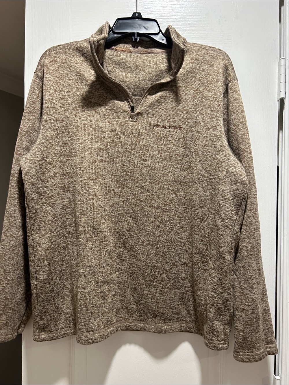 Realtree Men's Heathered Tan Brown Quarter-Zip Pullover